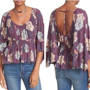 Free People Glenside Floral Print Boho Blouse